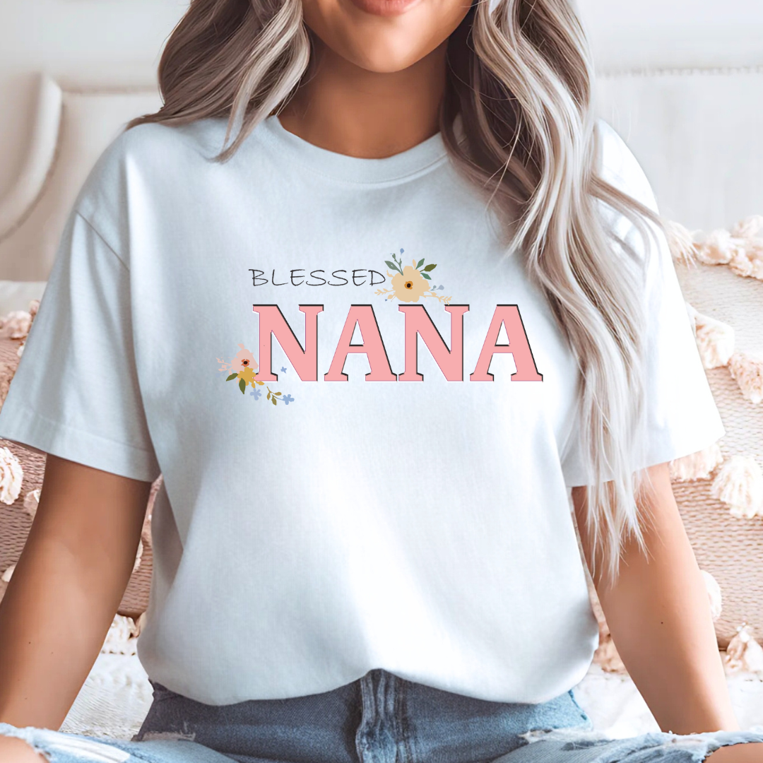 Blessed Mama | Blessed Mimi | Blessed Nana – Light Blue or White Tee - Mother's Day T-Shirt