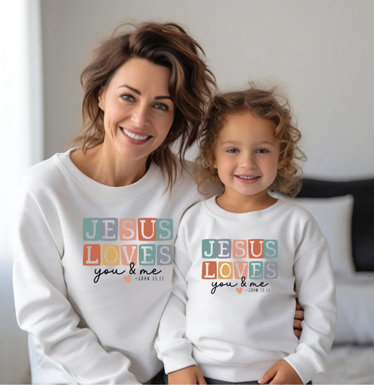 Mommy and ME | Unisex | Kids | Toddlers | Jesus Loves ME | Cozy Sweatshirts | Family Gifts