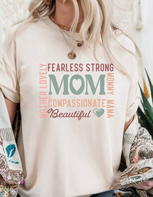 Fearless & Strong Mom T-Shirt – Cream Empowerment Tee - Mother's Day T-Shirt