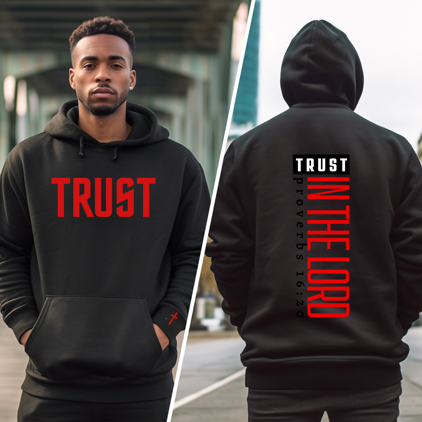 Black | Trust In The Lord Hoodie | Mens stylish Apparel | Mens Apparel | Christian Apparel