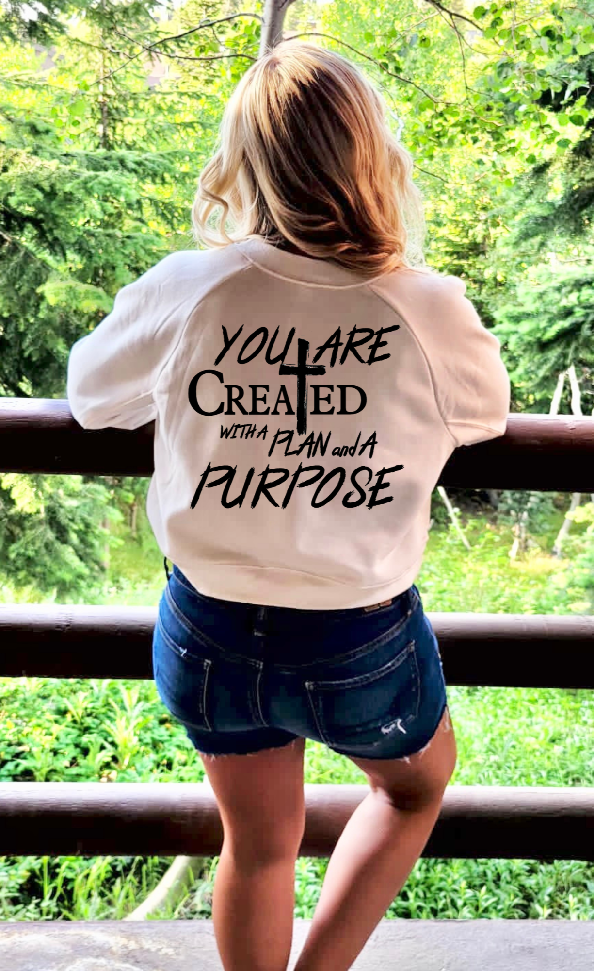 Created - Raglan Pullover Fleece - Vintage White - Comfy Sweatshirt - Christian Sweatshirt