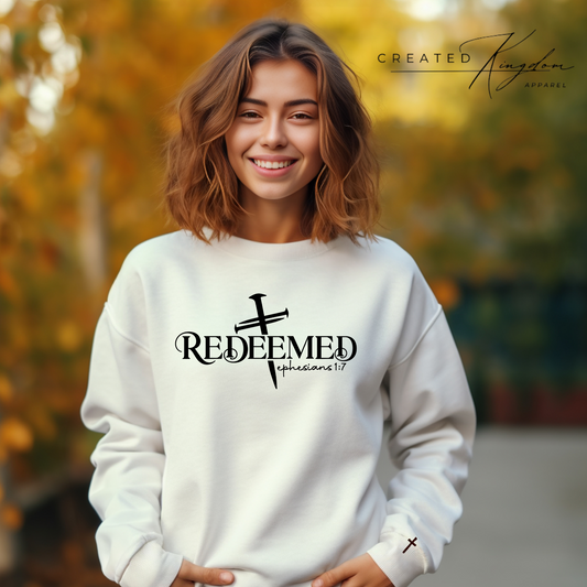 Redeemed Crewneck Sweatshirt | Women's Apparel | Christian Apparel | Cozy | Cute Top