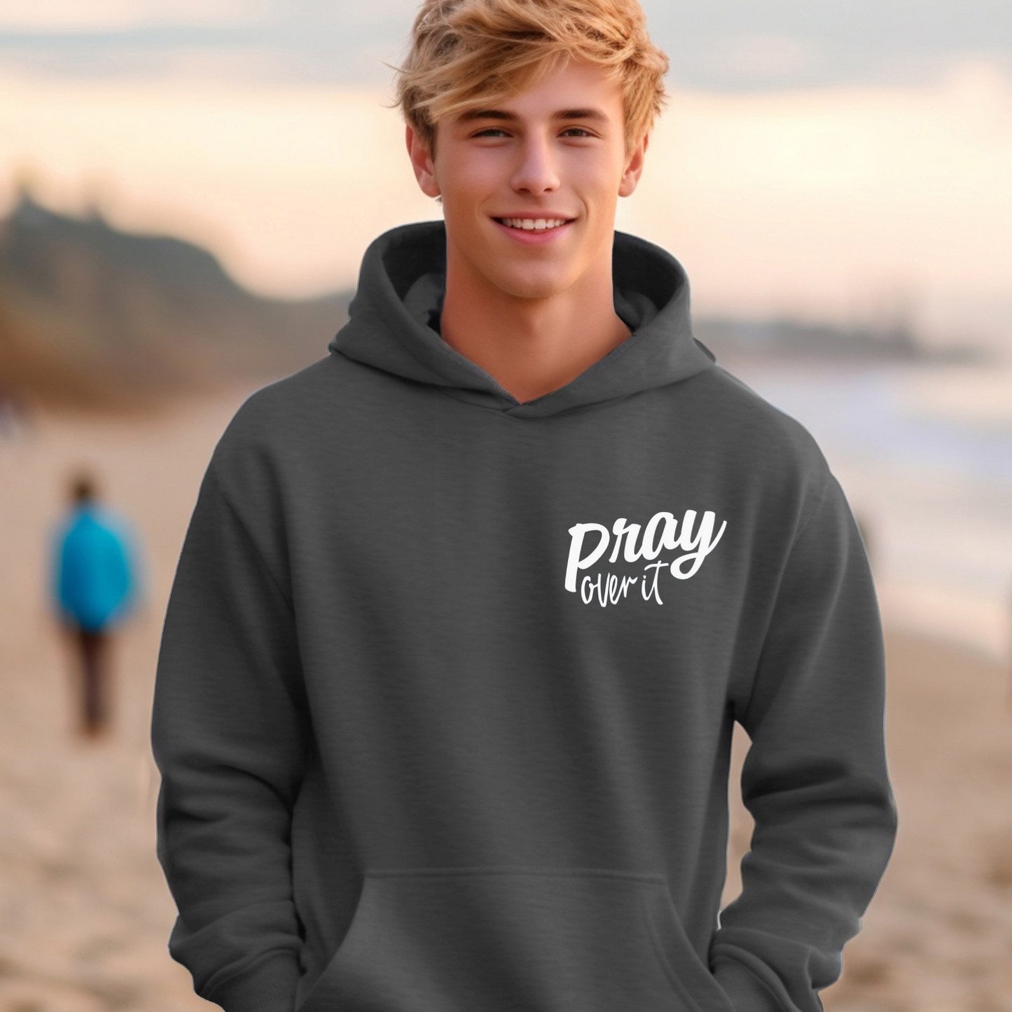 Gray| Pray Over It | Mens Hoodie | Unisex Apparel | Men's Apparel | Men's Custom Hoodie | Christian Men's Collection