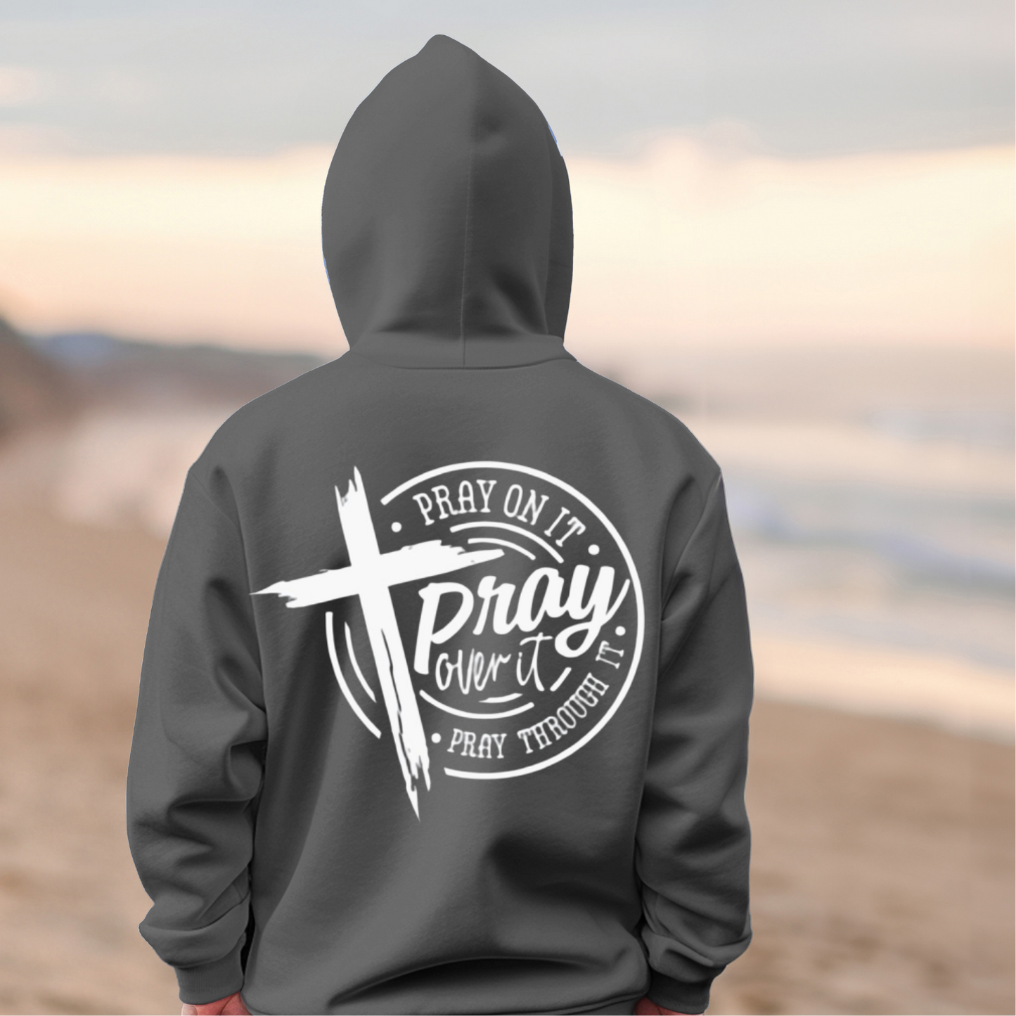 Gray| Pray Over It | Mens Hoodie | Unisex Apparel | Men's Apparel | Men's Custom Hoodie | Christian Men's Collection