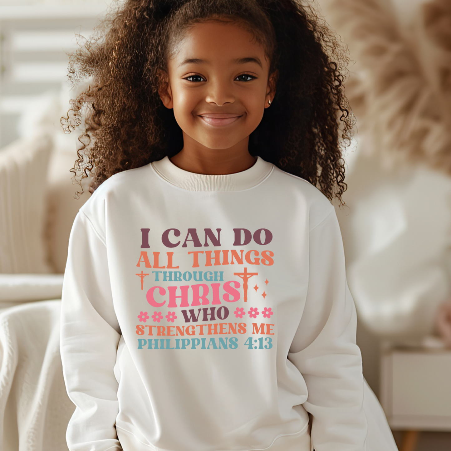 I can do all things through Christ who strengthens me kids Sweatshirt | Kids Christian sweatshirt