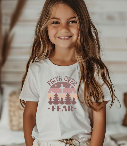 Faith Over Fear Kids Christian T-Shirt | Cute Christian Kids Shirts | Faith Kids Shirts