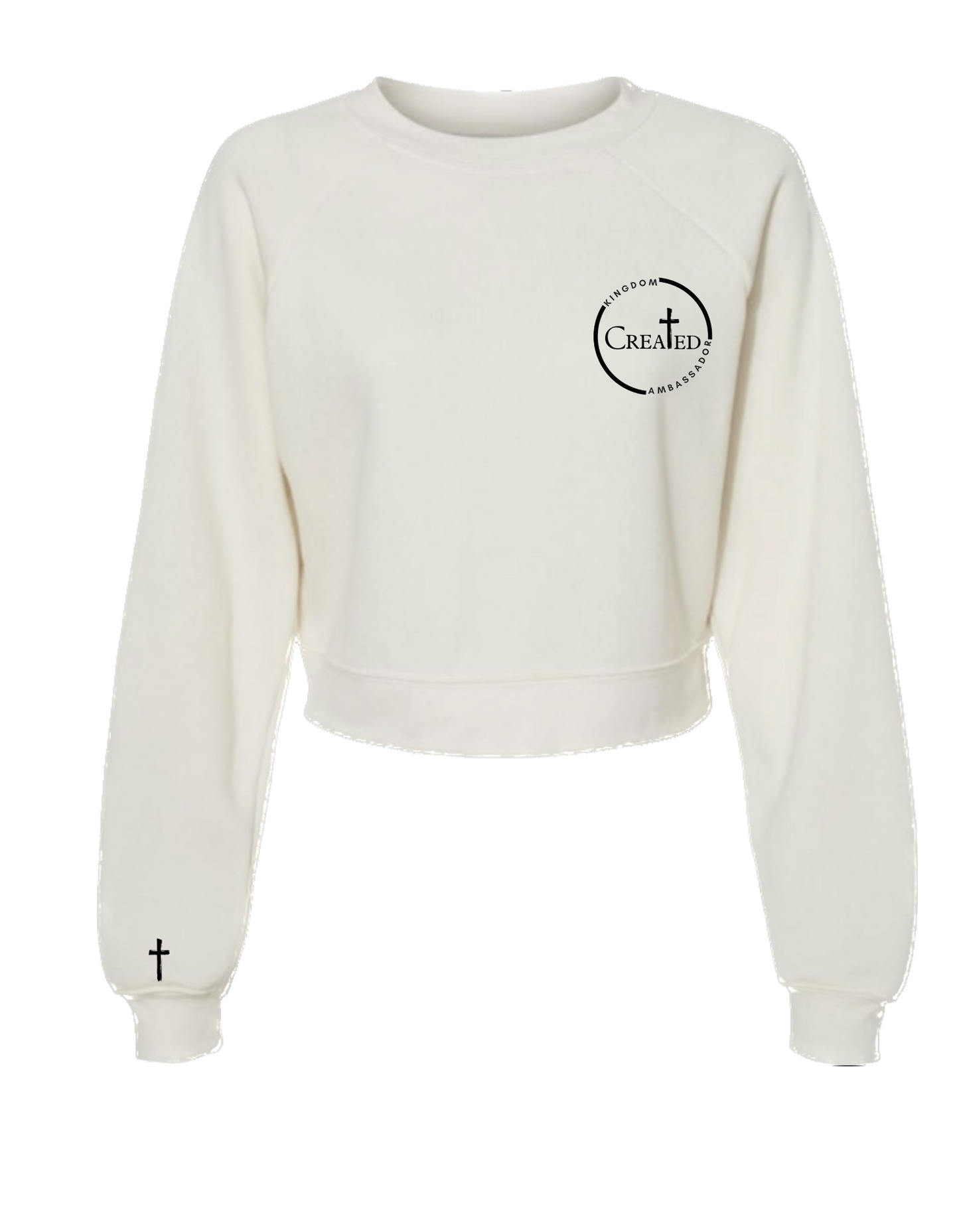 Created - Raglan Pullover Fleece - Vintage White - Comfy Sweatshirt - Christian Sweatshirt