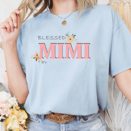 Blessed Mama | Blessed Mimi | Blessed Nana – Light Blue or White Tee - Mother's Day T-Shirt