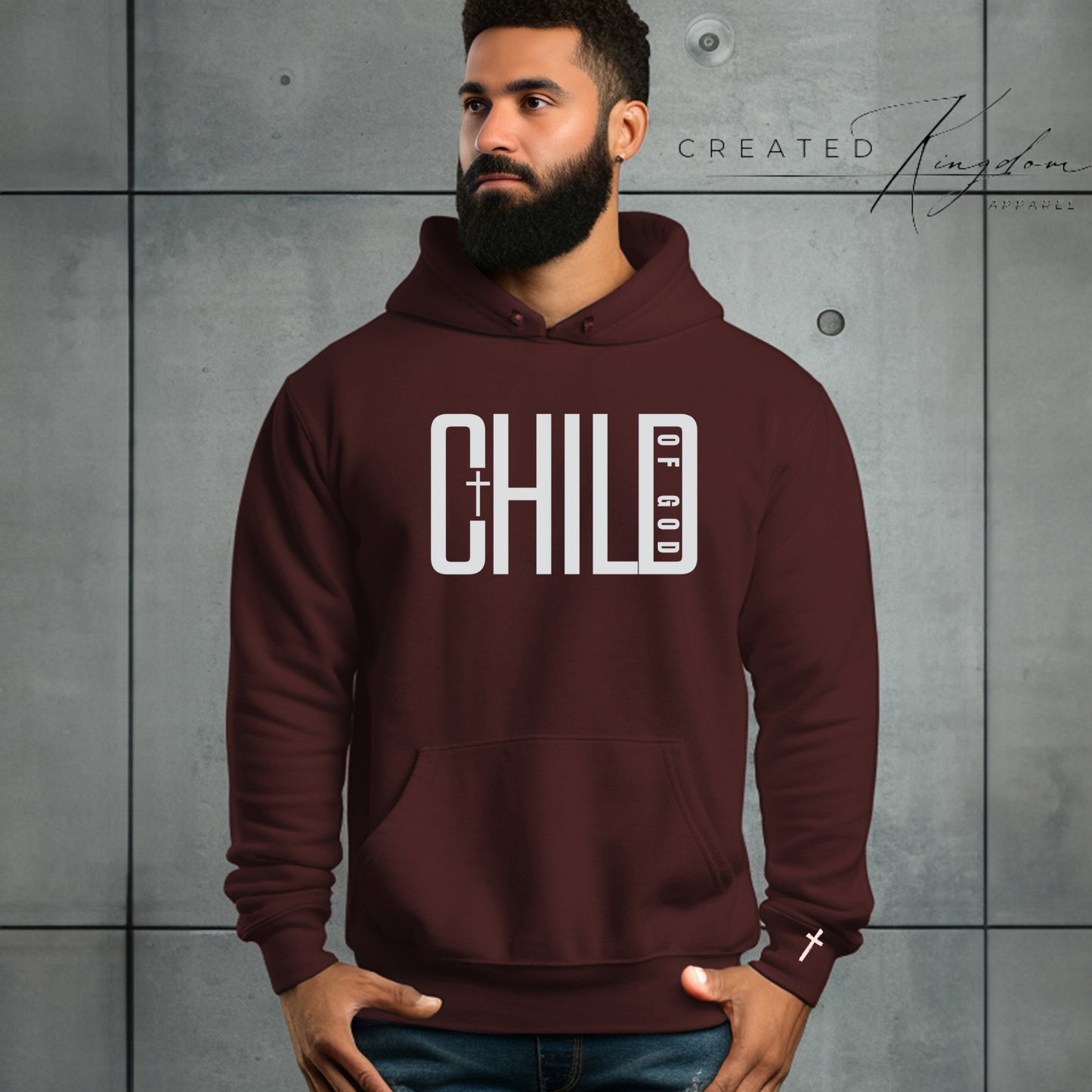 Child of God Hoodie| Black\Burgundy Hoodie | Mens Stylish Apparel | Mens Christian Top